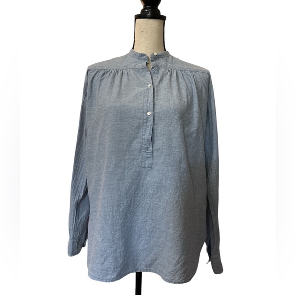 Nili Lotan Cotton Ruched Tunic Top -Blue Sz. Small - Picture 3 of 7